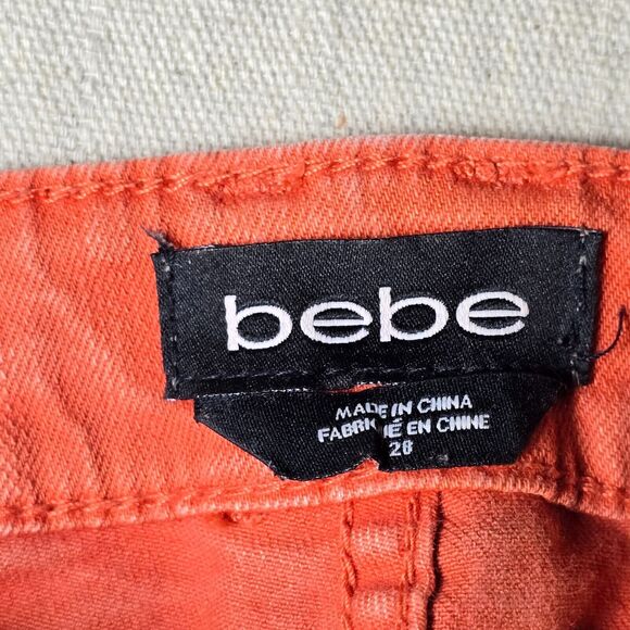 Bebe Jeans Womens 23 Orange Heartbreaker Skinny‎ Distressed Mid Rise Pockets - Picture 14 of 16
